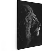 Artaza Canvas Schilderij Leeuw - Leeuwenkop - Zwart Wit - 60x90 - Foto Op Canvas - Canvas Print