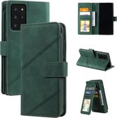 Voor Samsung Galaxy Note20 Ultra Skin Feel Business Horizontale Flip PU Lederen Case met Houder & Multi-kaartsleuven & Portemonnee & Lanyard & Fotolijst (Groen)