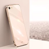 XINLI rechte 6D plating gouden rand TPU schokbestendige hoes voor iPhone 6 / 6s (roze)