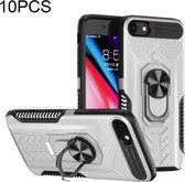 10 PCS Shield Armor PC + TPU-beschermhoes met 360 graden rotatieringhouder voor iPhone 8 Plus / 7 Plus (zilver)