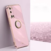 Voor Honor 30 Pro XINLI Straight 6D Plating Gouden Rand TPU Schokbestendig Hoesje met Ringhouder (Cherry Purple)