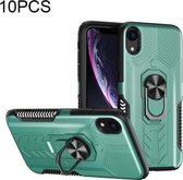 10 PCS Shield Armor PC + TPU-beschermhoes met 360 graden rotatieringhouder voor iPhone XS / X (cyaan)