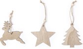 Houten kerstversiering – kerstboom versiering – kerstmis – kerst hangers – decoratie - sterren – rendier - kerstboom