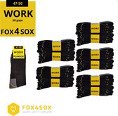 Work Werksokken - 50 paar - FOX4SOX werksokken - Zwart - Maat 47 - 50