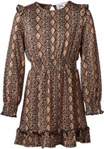 Meisjes jurk slangenprint bruin/marine | Maat 128/ 8Y