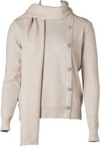 Dames trui met sierknopen en  bijpassende sjaal beige | Maat S/M
