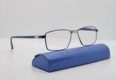 Computerbril op sterkte +3,75 - leesbril - Blauw Licht Filter Bril - Blue Light Filter Glasses - Unisex Multi Media Bril - elegante blauwe montuur - leesbril met brillenkoker en mi