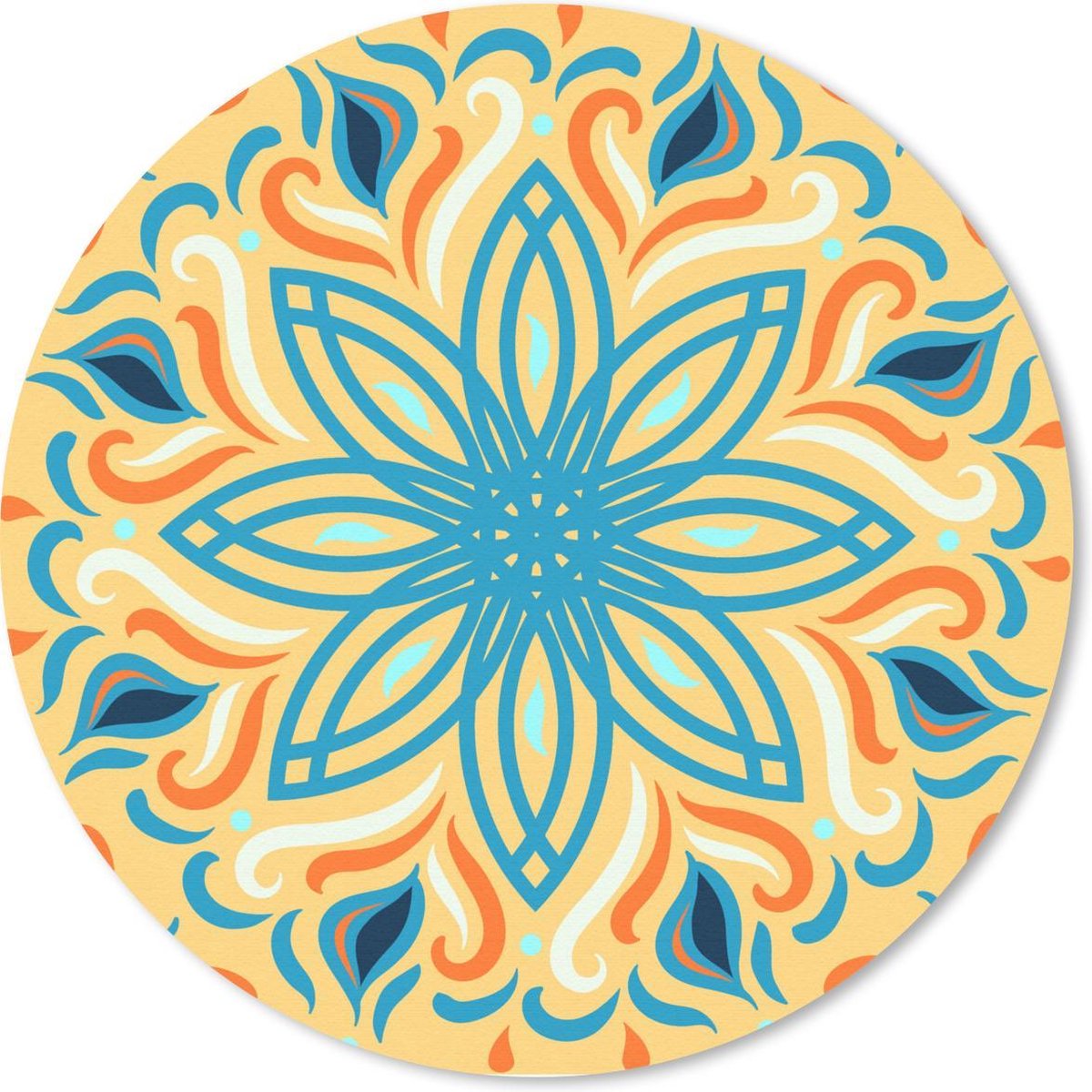 Muismat rond 40x40 cm - Mousepad Bloem - Bladeren - Blauw - Ronde muismatten