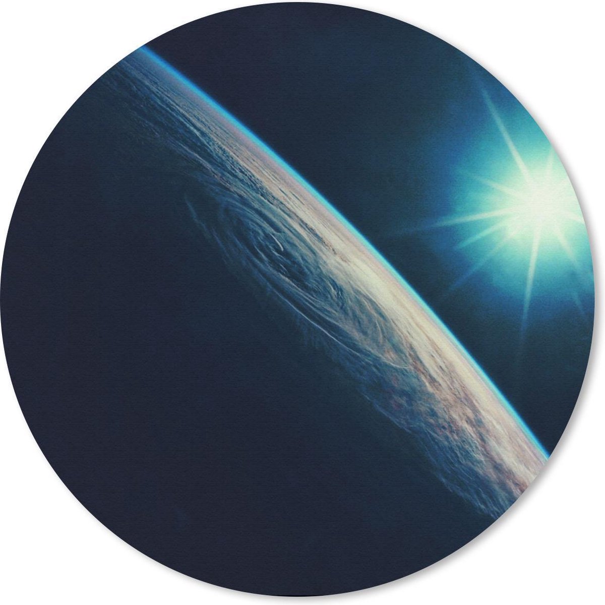 Muismat rond 50x50 cm - Mousepad Heldere ster boven de aarde - Ronde muismatten