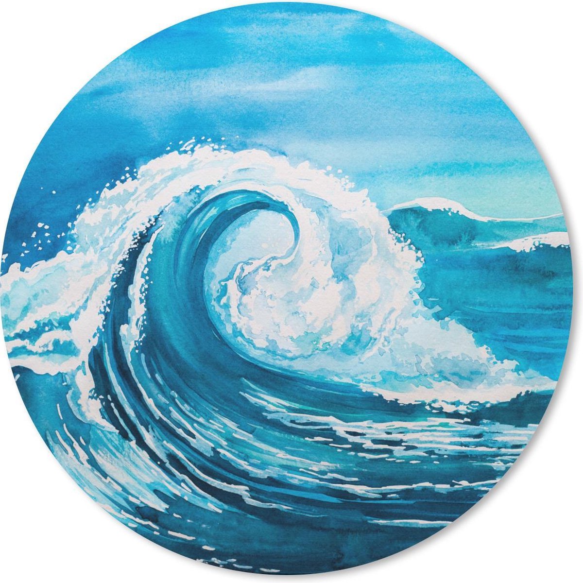 Muismat rond 40x40 cm - Mousepad Golf - Zee - Waterverf - Ronde muismatten