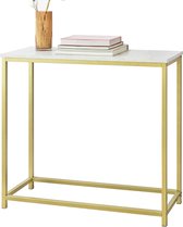 c90 - G Consoletafel met Gouden Metalen Frame Hal Tafel Decoratieve Tafel Dressoir Bijzettafel Console Tafel Woonkamer Entree BHT ca. 80x75x30cm