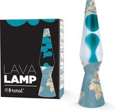 i-Total lavalamp conisch voet | blauwe wereldmap | blauwe lava transparante vloeistof