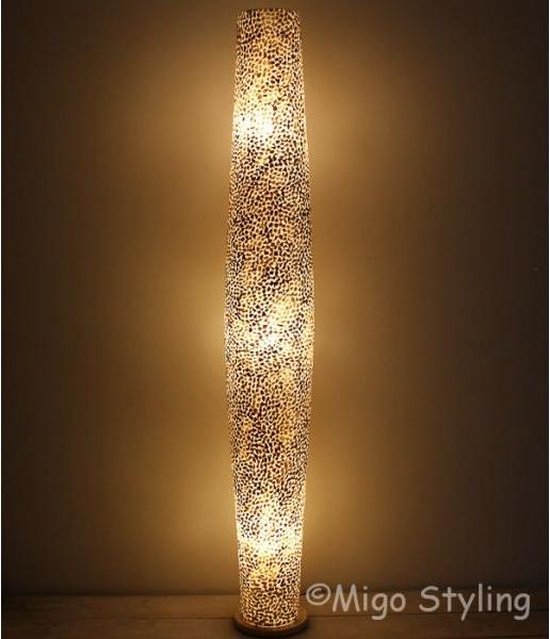 Elegante Vloerlamp Cone Copper - Hoogte 170 cm - Uniek Schelpen Design - Sfeervolle Verlichting