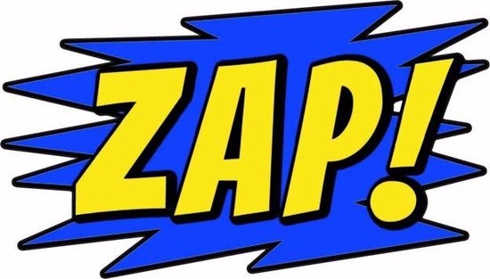 Tekst sticker ZAP! - superhelden thema