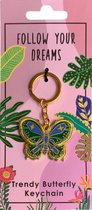 Sleutelhanger Vlinder “Follow Your Dreams” | Butterfly Keychain | Schattig Cadeautje voor Meisjes en Vrouwen | Geschenk Idee | Verjaardagscadeautje | Kerst Geschenk | Sinterklaas S