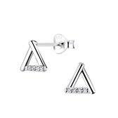 Joy|S - Zilveren driehoek oorbellen 7 mm - zirkonia - gehodineerd