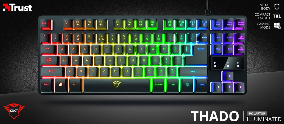 Trust Gaming GXT 833 Thado Clavier Gamer TKL RGB Filaire Compact, Éclairage  LED Multicolore, AZERTY Français - Cdiscount Informatique