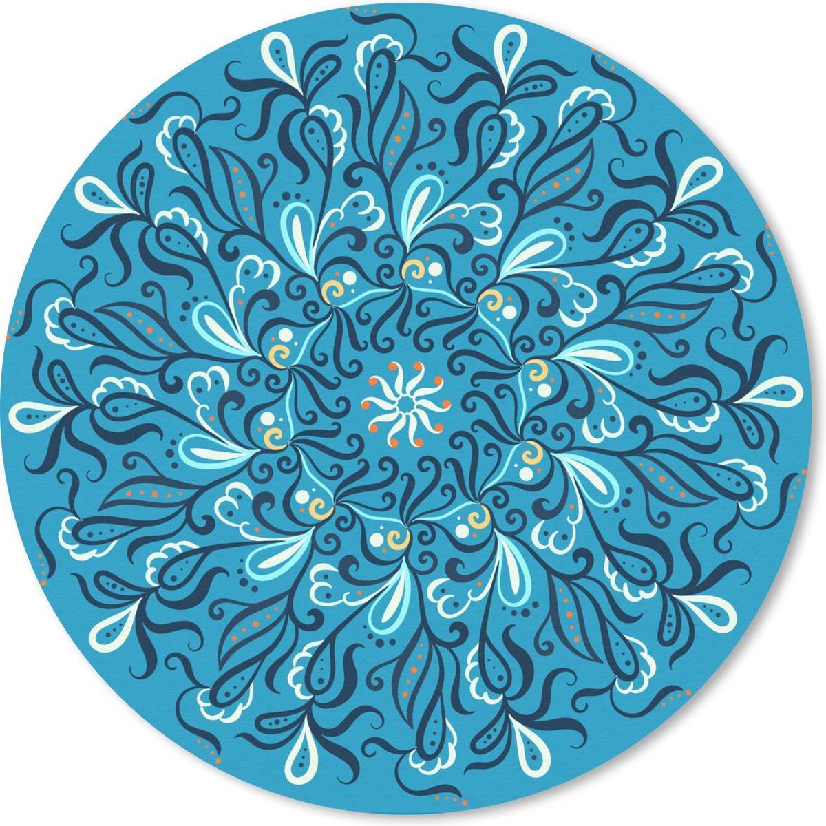 Muismat rond 40x40 cm - Mousepad Mandala - Blauw - Patronen - Ronde muismatten