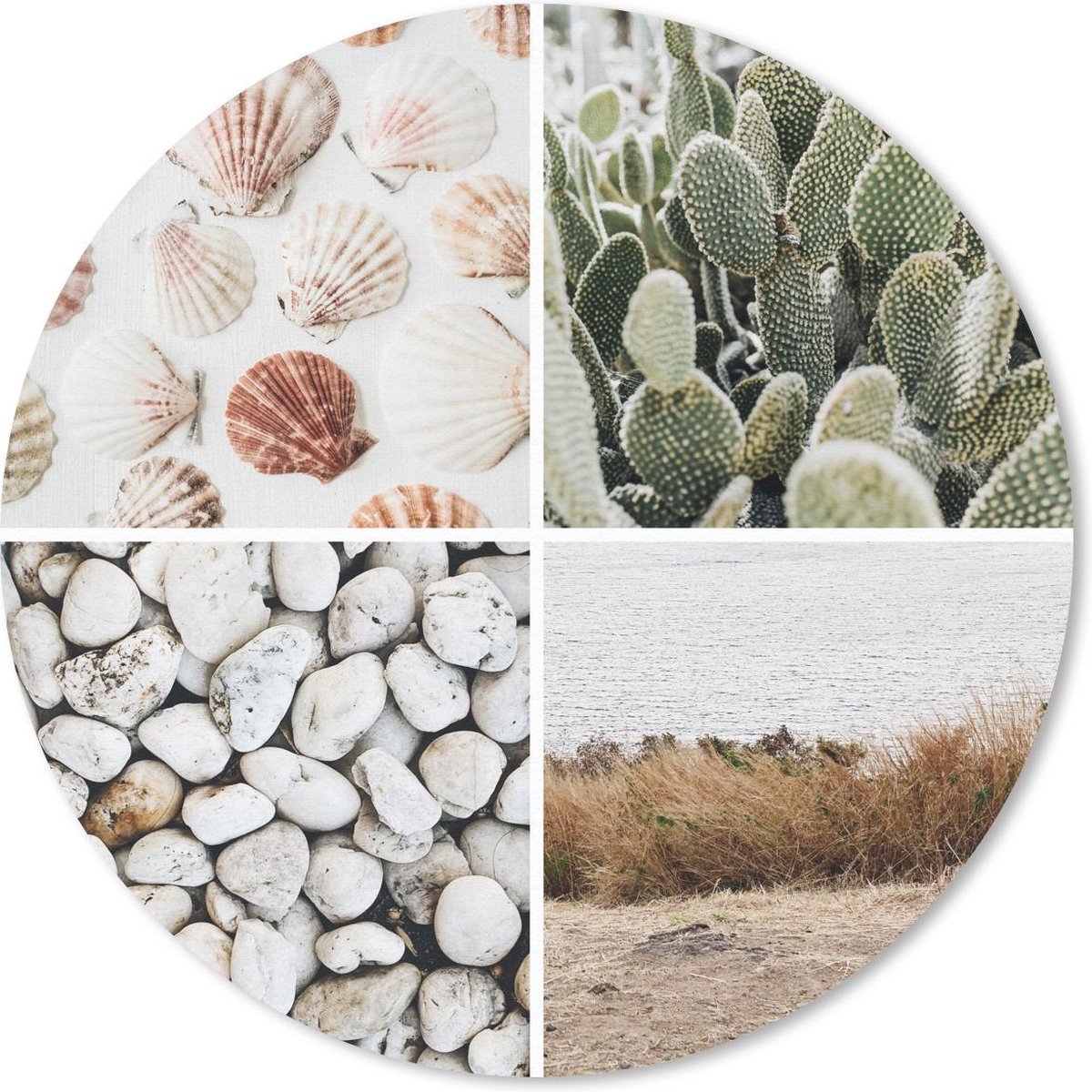 Muismat rond 50x50 cm - Mousepad Collage - Zand - Stenen - Ronde muismatten