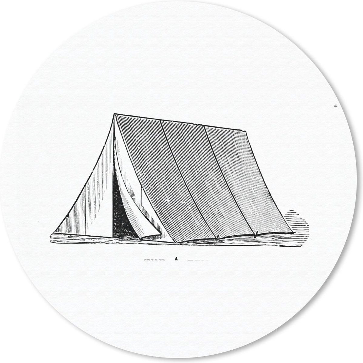 Muismat rond 40x40 cm - Mousepad Retro - Tent - Kamperen - Ronde muismatten