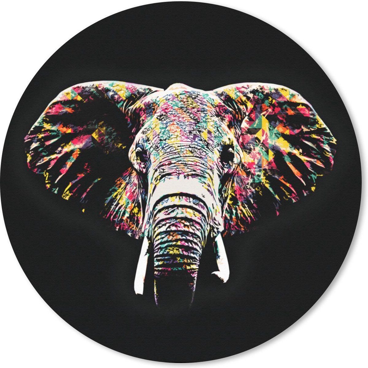 Muismat rond 50x50 cm - Mousepad Olifant - Dieren - Kleuren - Ronde muismatten