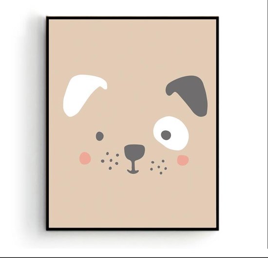 Poster Hondje Hoofd Bruin - Dieren - Kinderkamer - Dierenposter - Babykamer / Kinderposter - Babyshower Cadeau - Muurdecoratie - 30x21cm - Postercity