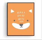 Poster Vos Hoofd Oranje - Dieren - Kinderkamer - Dierenposter - Babykamer / Kinderposter - Babyshower Cadeau - Muurdecoratie - 80x60cm - Postercity