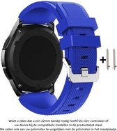 Blauw Siliconen Bandje voor bepaalde 22mm smartwatches van verschillende bekende merken (zie lijst met compatibele modellen in producttekst) - Maat: zie foto – 22 mm blue rubber sm