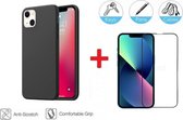 2-In-1 Screenprotector Hoesje Bescherming Protector Set Geschikt Voor Apple iPhone 13 (6.1 Inch) - Full Cover 3D Edge Tempered Glass Screen Protector Met Siliconen Back Bescherm Ho