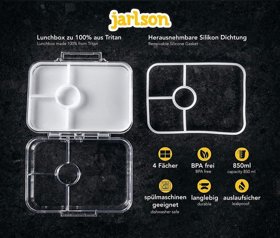 Lot De 4 Boîtes à Déjeuner En Acier Inoxydable Avec Compartiments, Anti