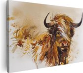 Artaza Canvas Schilderij Schotse Hooglander Koe - Abstract - 120x80 - Groot - Foto Op Canvas - Wanddecoratie Woonkamer