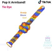 Fidget Toy - Pop It  - Armband – Popit Bracelet – Horloge vorm - TieDye - Oranje Blauw Geel