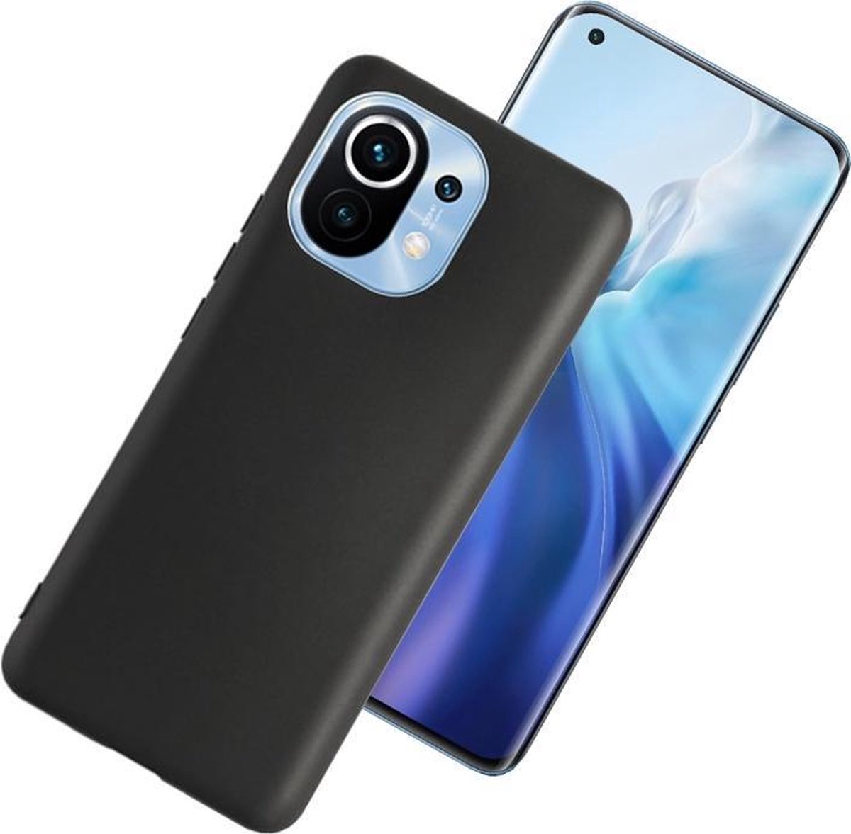 MobyDefend Hoesje - Geschikt voor Xiaomi Mi 11 - TPU Backcover - Mat Zwart