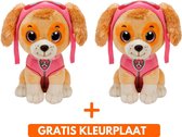 Ty Paw Patrol knuffel  2x zachte knuffels Skye 15 cm - Kinder poppen speelgoed hondjes Nickelodeon