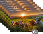 Placemat - Placemats kunststof - Koeien in Ierland - 45x30 cm - 6 stuks - Hittebestendig - Anti-Slip - Onderlegger - Afneembaar
