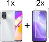 Oppo A54 4G hoesje siliconen case transparant - 2x Oppo A54 4G Screenprotector