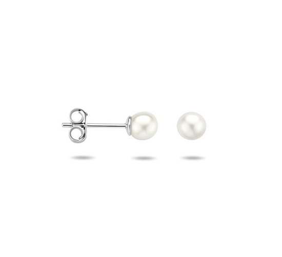 YO&NO - Oorbellen - Zilver - Oorknoppen - Zoetwaterparel - Rond - 5mm - Sieraden vrouw - Gerhodineerd - zilver 925