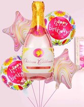Feest Versiering met Champagnefles Ballon - Verjaardag Versiering - Happy Birthday Ballonnen - Folie Ballonnen - Feest Decoratie