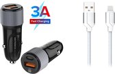Autolader USB-C Poort + iPhone oplader kabel - Snellader - Auto Lader Geschikt voor iPhone & iPad – Sigarettenaansteker oplader
