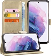 Samsung Galaxy S21 FE Hoesje - Book Case Leer Wallet Cover Portemonnee Pasjeshouder Hoes Goud