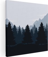 Artaza Canvas Schilderij Bos Met Bomen Illustratie - Abstract - 70x70 - Foto Op Canvas - Canvas Print