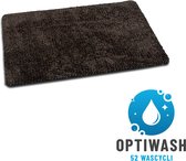 Paillasson antidérapant Studio M - OPTIWASH - Tapis de marche à sec lavable - Tapis d'entrée super absorbant en microfibre - 50X80 cm - Lavable en machine 40°C - Marron/ Zwart