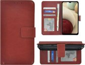 Samsung Galaxy A12 Hoesje - Pu Leder Book Case Wallet Cognac Bruin Cover