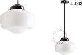 Zangra plafondlamp van metaal en glas, melkglas lampenkap