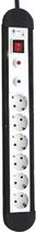 Stopcontactenstrip 6 Tomas met Interruptor Silver Electronics 3680W Zwart