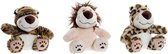 Knuffel DKD Home Decor Bruin Zwart Beige Polyester dieren (3 pcs) (18 x 16 x 23 cm)