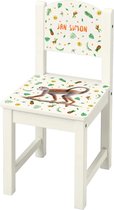 World of Mies kinderstoeltje met naam - Houten stoel aap - wit Sundvik model - hoogwaardige kleurenprint in het hout - handgeschilderd design door Mies