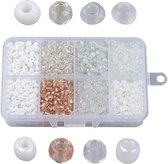 Kralen | Kralen set voor sieraden maken - 8 Kleuren Wit/Champagne - 4mm - Glas Zaad Kralen - Kit voor Sieraden Maken - Rocaille - DIY - Volwassenen - Kinderen - Kralenset - Seed Beads - Cadeau - MAIA Creative