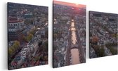 Artaza - Triptyque de peinture sur toile - Vue de dessus Amsterdam avec coucher de soleil - 120x60 - Photo sur toile - Impression sur toile