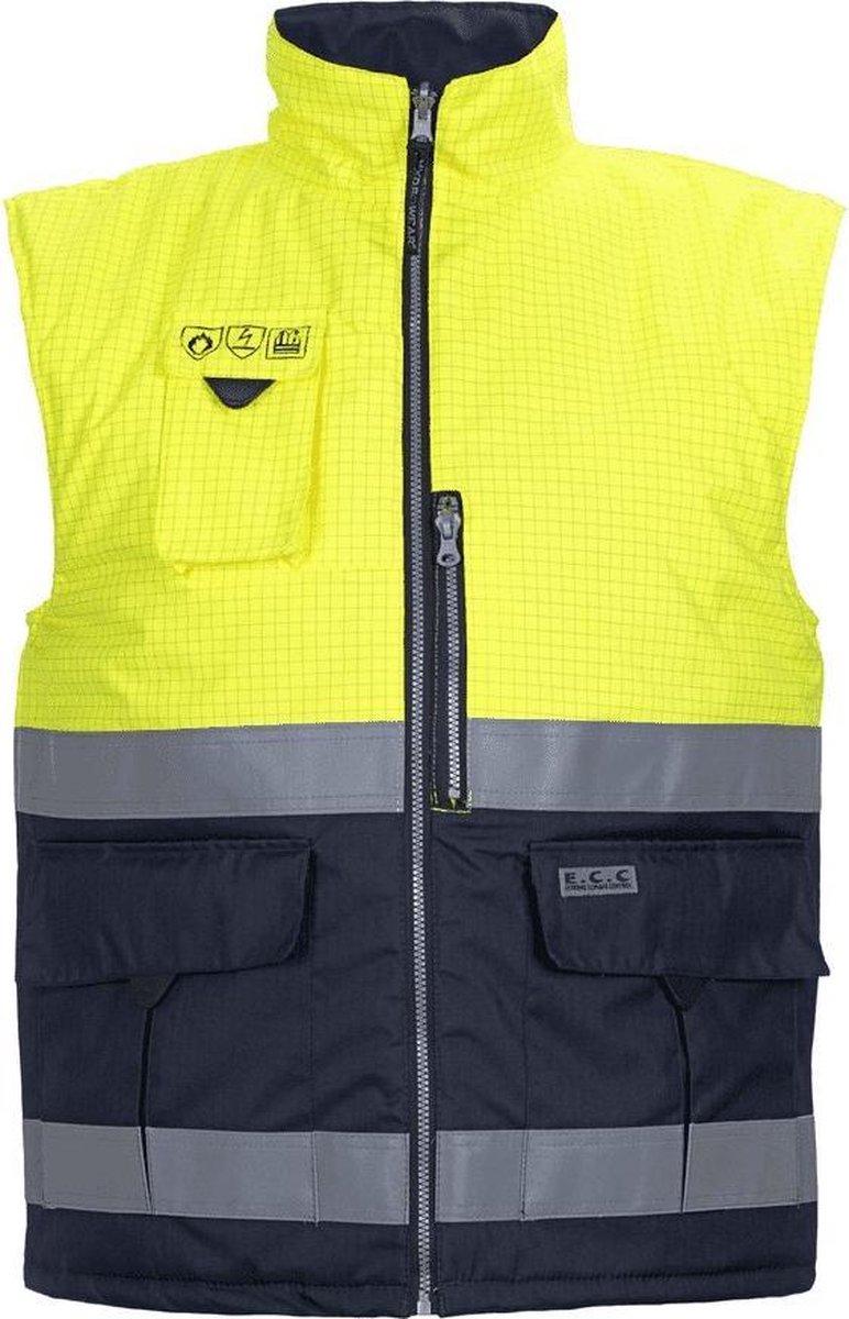 Multinorm Bodywarmer Metz - Fluor Geel - Marine - maat L